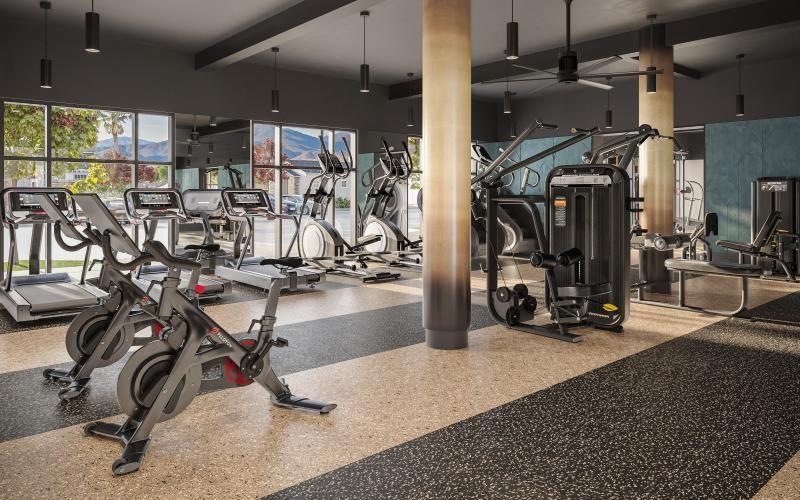 a gym with exercise equipment
